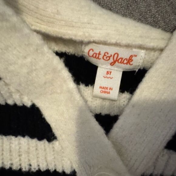 Kids Black and White Striped Cardigan #21 - Picture 7 of 7